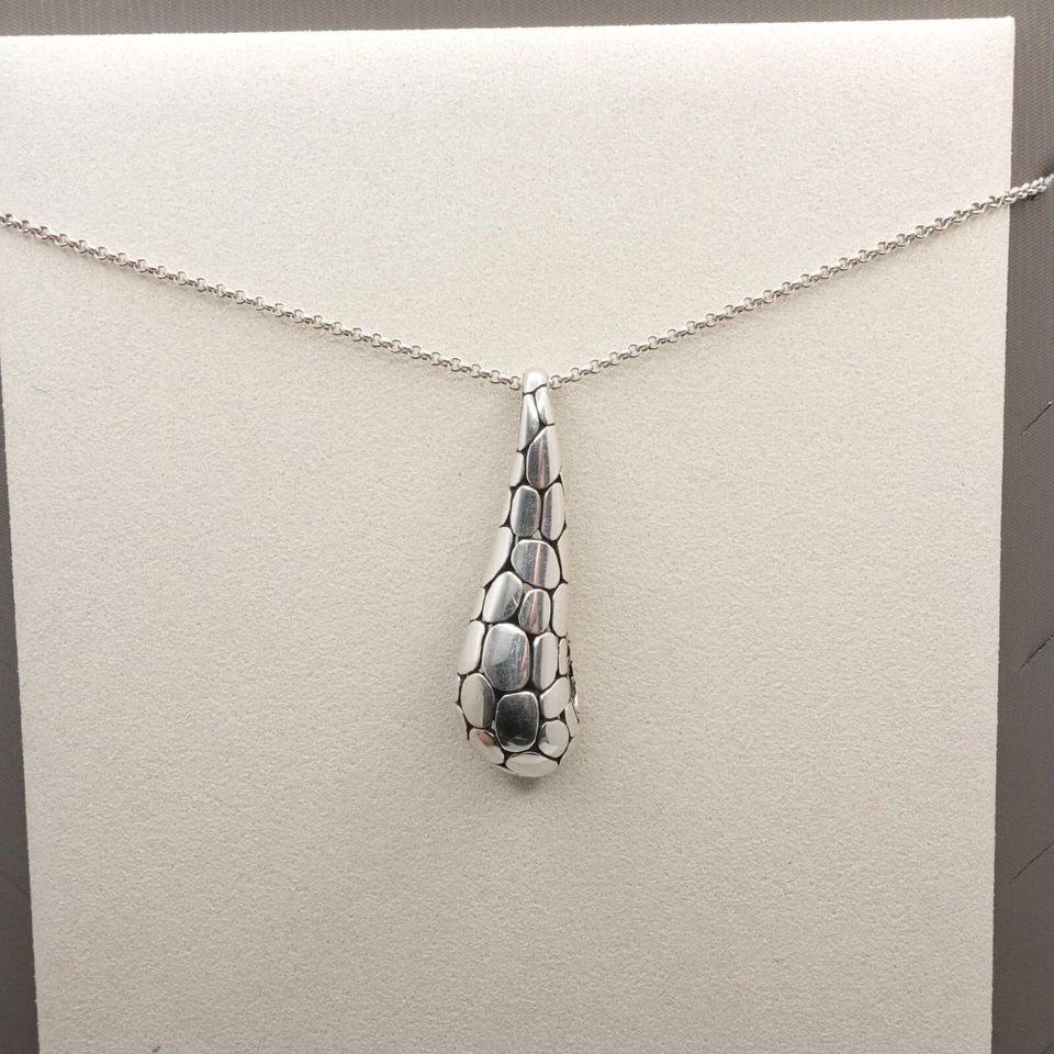 JOHN HARDY KALI STERLING SILVER TEARDROP PENDANT ROLO CHAIN NECKLACE 36" LONG (1 of 2)