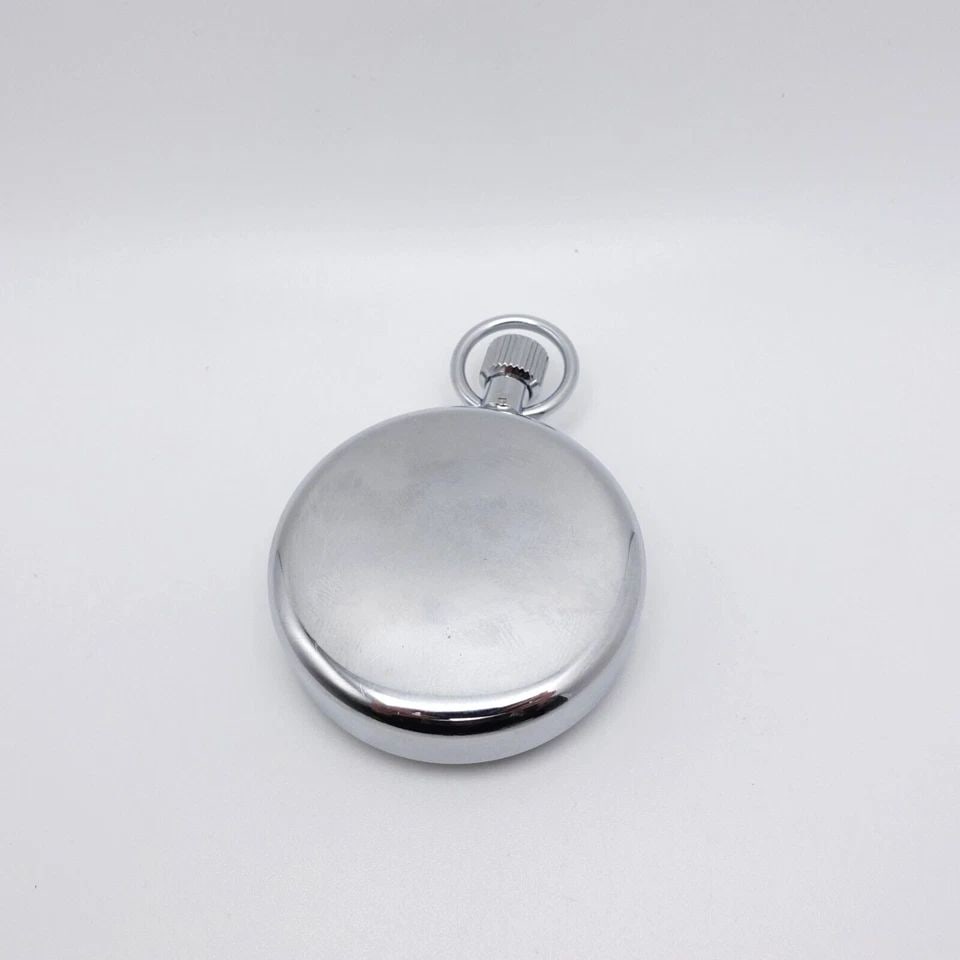 BREITLING CHRONOMETER SILVER TONE MANUAL POCKET STOP WATCH - 51MM: BREITLING CHRONOMETER SILVER TONE MANUAL WIND STOPWATCH - 51MM Breitling Chronometer Silver Tone Manual Wind Stopwatch Case Size - 51mm Height - 2.75" Length - 2" Total Weight - 3.58 Oz.