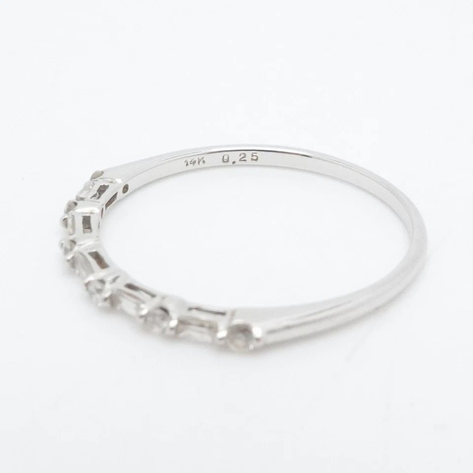 SONIA BITTON 14K WHITE GOLD ROUND & BAGUETTE DIAMOND THIN STACKABLE RING 9.25 (1 of 1)