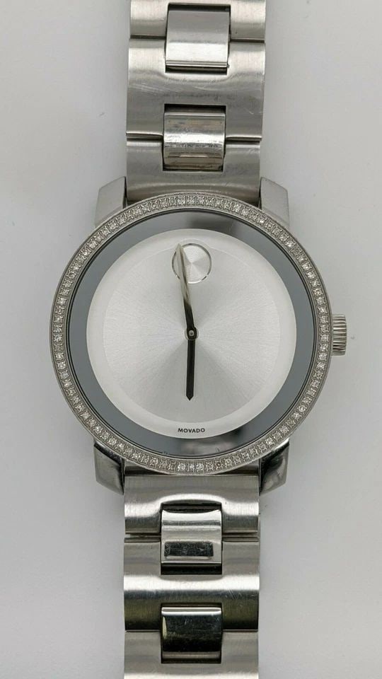 MOVADO BOLD MB.01.3.14.6065S STAINLESS STEEL & DIAMOND BEZEL QUARTZ WATCH - 36MM (1 of 2)
