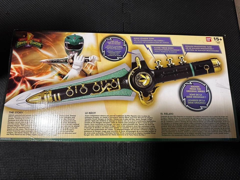 BANDAI MIGHTY MORPHIN POWER RANGERS LEGACY DRAGON DAGGER 24K GOLD PLATED - NEW (1 of 2)