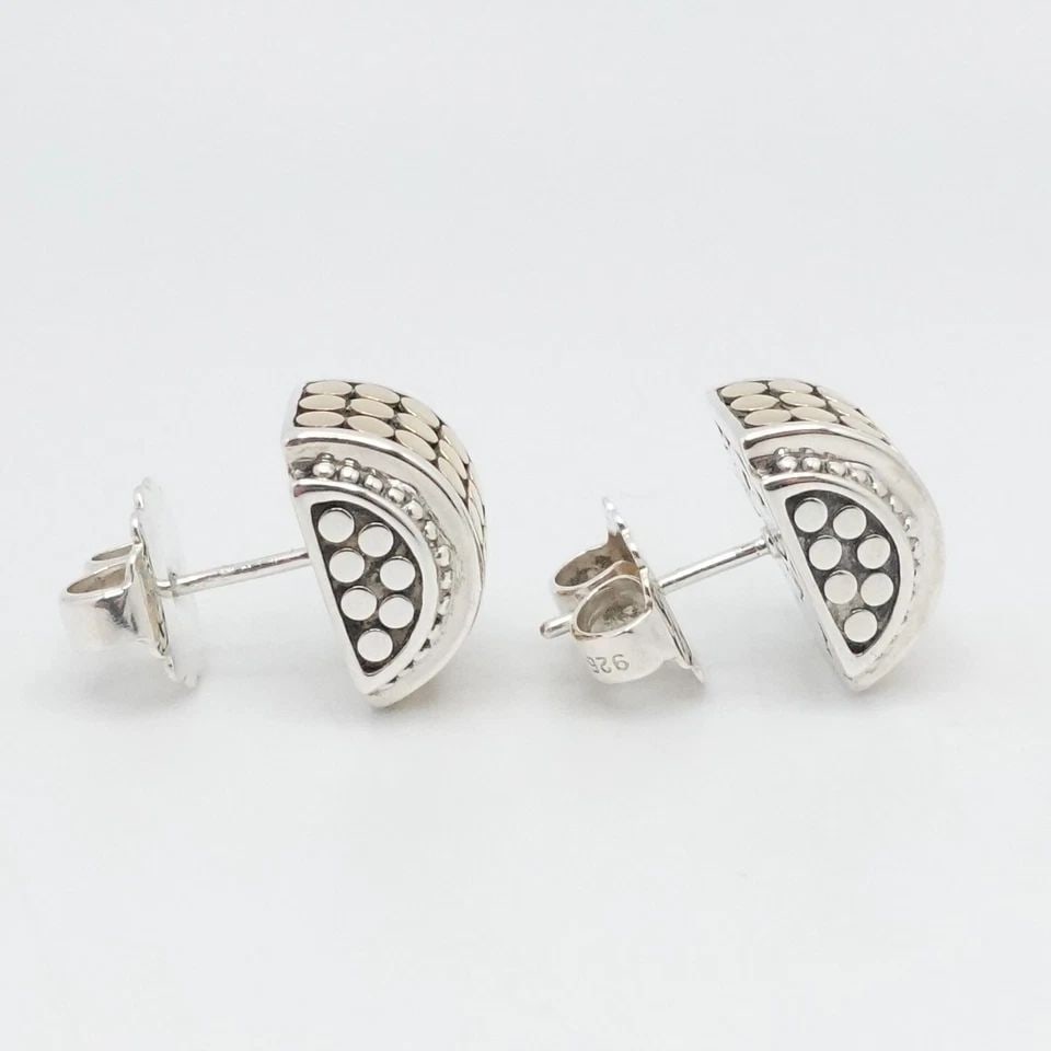 JOHN HARDY DOT 18K YELLOW GOLD STERLING SILVER STUD EARRINGS (1 of 2)