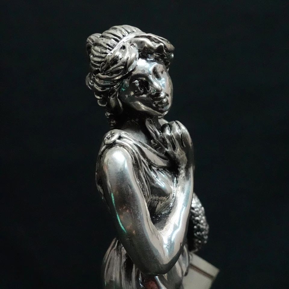 EMYL SERE PREZIOSI D'ARTE HAND CAST MARBLE SILVER OVERLAY WOMAN STATUE - 9.5" (1 of 1)