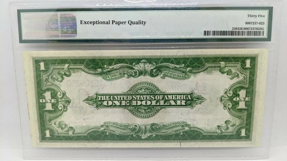 1923 $1 SILVER CERTIFICATE - PMG 35 EPQ - FR#238 - LARGE SIZE NOTE: 1923 $1 SILVER CERTIFICATE - PMG 35 EPQ - FR#238 - LARGE SIZE NOTE 1923 $1 Silver Certificate Large Size Note Note # 238 Serial # Y60510935D PMG Grade -VF 35 EPQ Choice Very Fine PMG Cert # 8067237-02