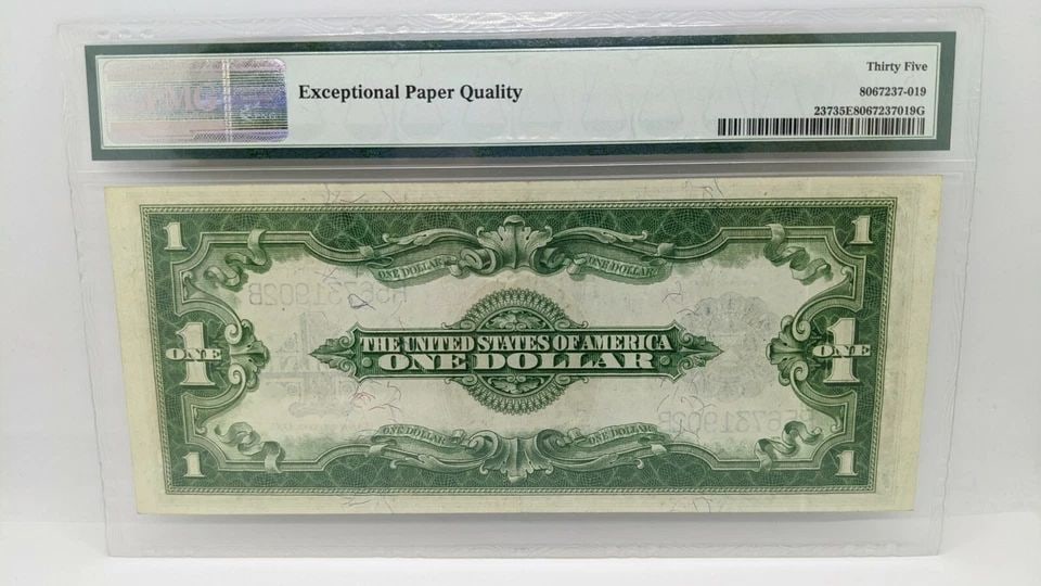1923 $1 SILVER CERTIFICATE - PMG 35 EPQ - FR#237 - LARGE SIZE NOTE: 1923 $1 SILVER CERTIFICATE - PMG 35 EPQ - FR#237 - LARGE SIZE NOTE 1923 $1 Silver Certificate Large Size Note Note # 237 Serial # R56731902B PMG Grade - VF 35 EPQ Choice Very Fine PMG Cert # 8067237-0
