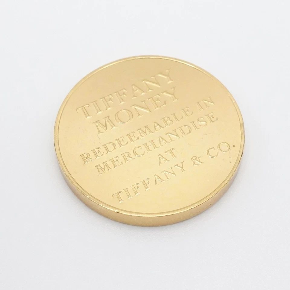 TIFFANY & CO. $100 GOLD PLATED TIFFANY MONEY COIN TOKEN #Q1: Tiffany & Co. $100 One Hundred Dollar Gold Plated Tiffany Money Coin Token #Q1 No Pouch or Box is Included