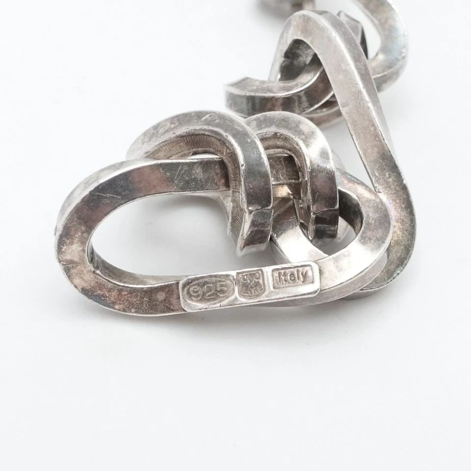 ITALY STERLING SILVER 11MM CHAIN LINK BRACELET 7.75" LONG (1 of 2)