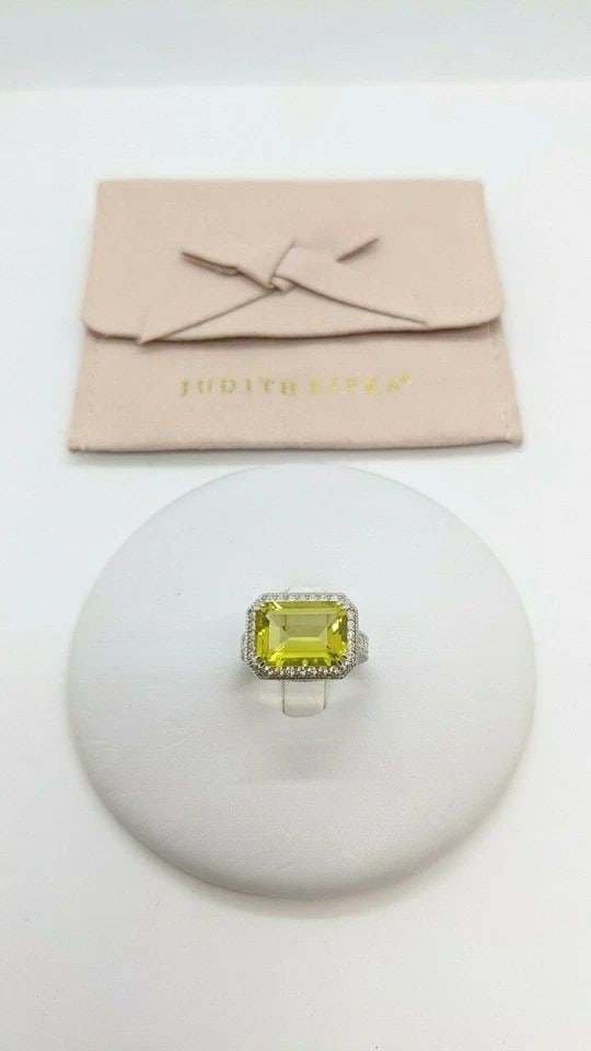 JUDITH RIPKA STERLING SILVER YELLOW CZ COCKTAIL RING - SIZE 7 WITH POUCH (1 of 1)