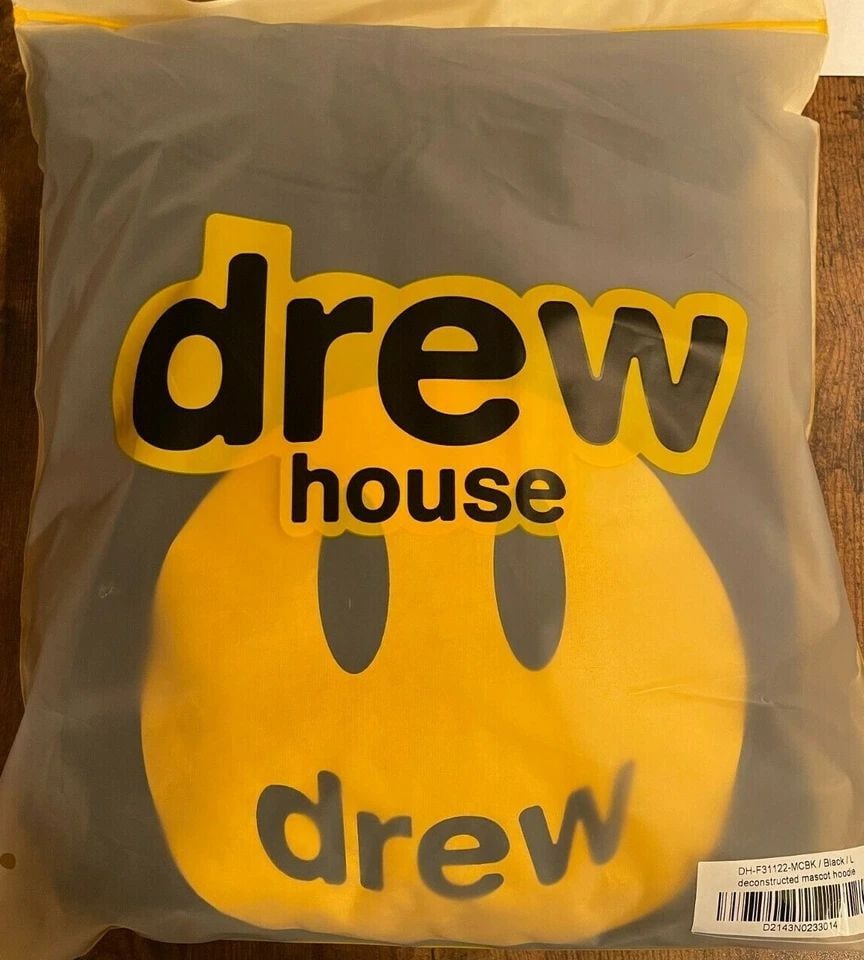 DREW HOUSE BLACK DECONSTRUCTED MASCOT HOODIE FW21 SIZE LARGE - BRAND NEW (1 of 1)