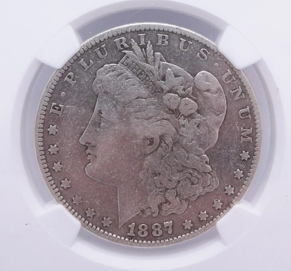 1887 MORGAN SILVER DOLLAR $1 COIN - NGC VF DETAILS CLEANED: 1887 Morgan Silver Dollar .900 Fine Silver $1 Coin NGC Certified - VF Details Cleaned NGC Cert # 6447186-011