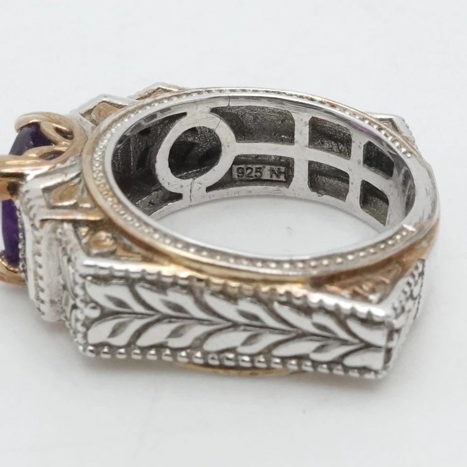 GEMS EN VOUGE MICHAEL VALITUTTI STERLING SILVER GOLD PLATED AMETHYST RING 6.25: GEMS EN VOUGE MICHAEL VALITUTTI STERLING SILVER GOLD PLATED AMETHYST RING 6.25 Gems en Vouge by Michael Valitutti Sterling Silver 24K Gold Plated Amethyst Ring Size - 6.25 Band Width - 6mm Total Weigh