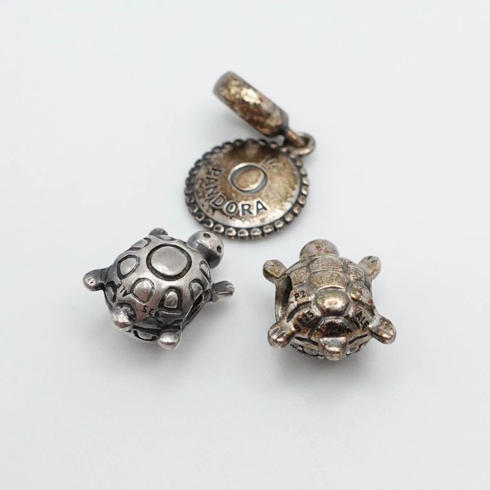 AUTHENTIC PANDORA STERLING SILVER 3 TURTLE & DOLPHIN SEALIFE CHARMS (1 of 1)