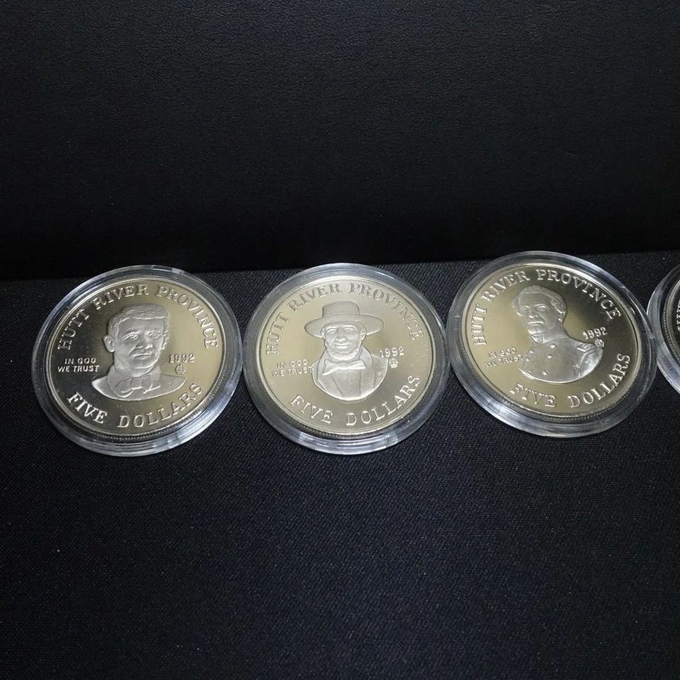 1992 FATHER OF BASEBALL 5 COIN PROOF SET COLLECTOR WITH BASEBALL CARDS BOX & COA (1 of 1)