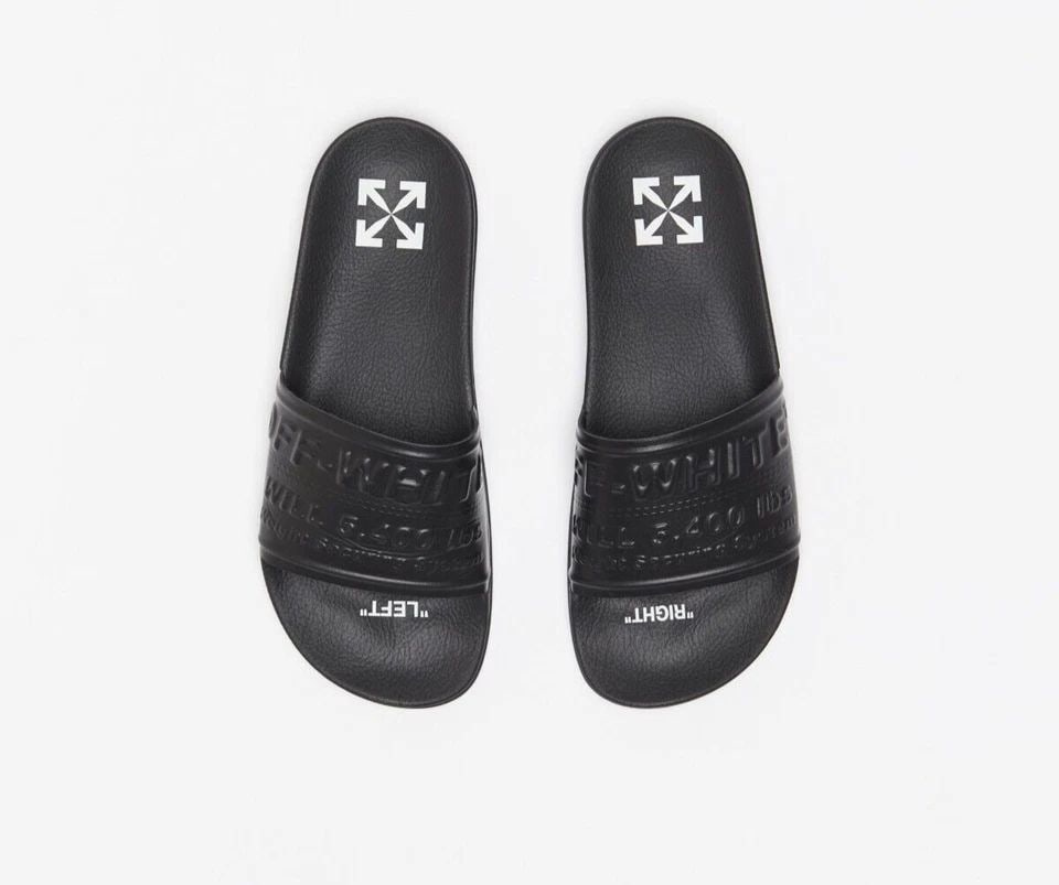 OFF-WHITE VIRGIL ABLOH BLACK HF POOL SLIDE SANDALS 9B / 39EU - NEW BOX (1 of 1)