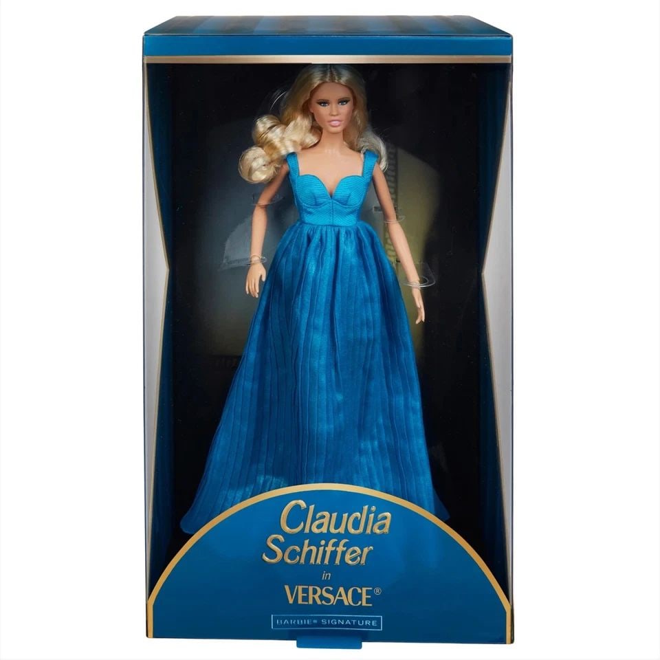 BARBIE SUPERMODEL CLAUDIA SCHIFFER DOLL IN VERSACE GOWN DRESS - ON HAND - NEW (1 of 2)