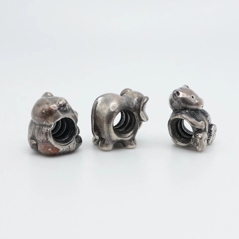 AUTHENTIC PANDORA STERLING SILVER 3 PANDA ELEPHANT BEAR ANIMAL CHARM (1 of 2)