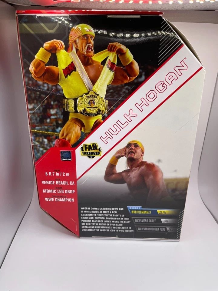 HULK HOGAN MATTEL WWE ULTIMATE EDITION FAN TAKEOVER AMAZON EXCLUSIVE - IN HAND!: HULK HOGAN MATTEL WWE ULTIMATE EDITION FAN TAKEOVER AMAZON EXCLUSIVE - IN HAND! WWE Fan Takeover Ultimate Edition Hulk Hogan Action Figure 6-in, with Interchangeable Heads & Hands, Entrance Shirt, Ban