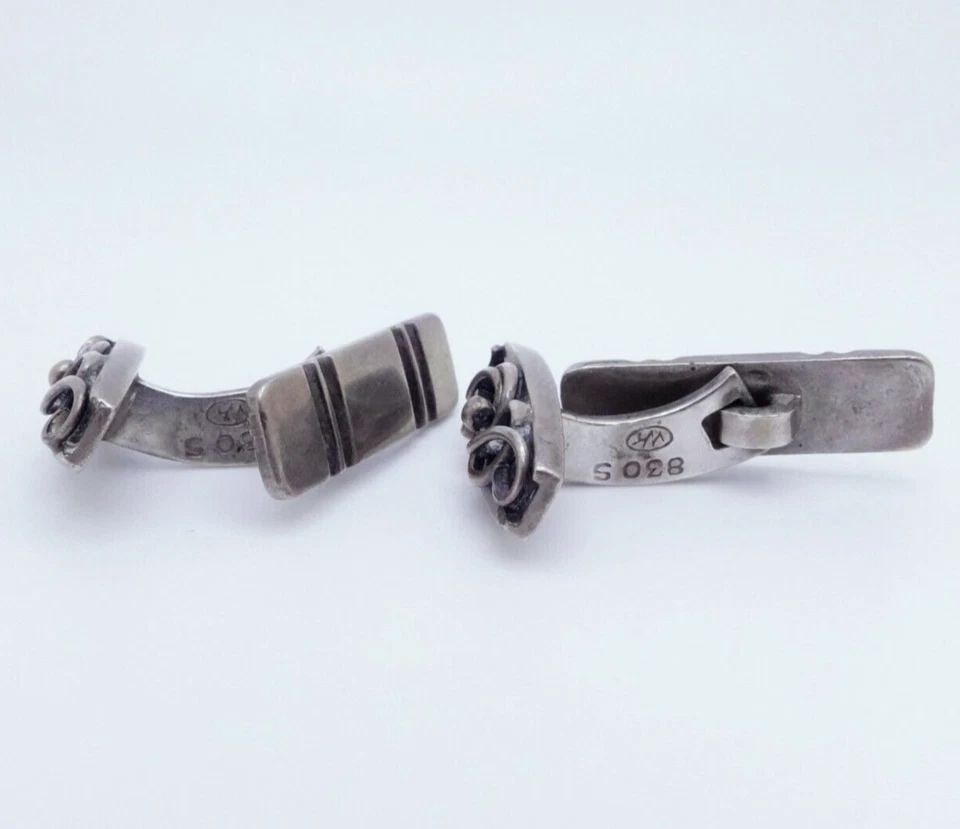 SILVER 830 VINTAGE FREEFORM SWIRLS CUFFLINKS (1 of 2)