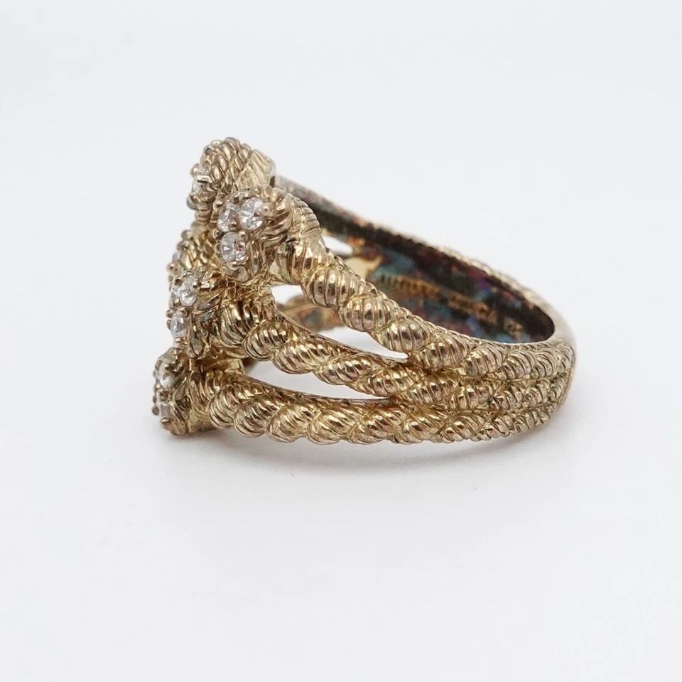JUDITH RIPKA STERLING SILVER GOLD PLATED HEART CLEAR CUBIC ZIRCONIA RING 7.25 (1 of 1)