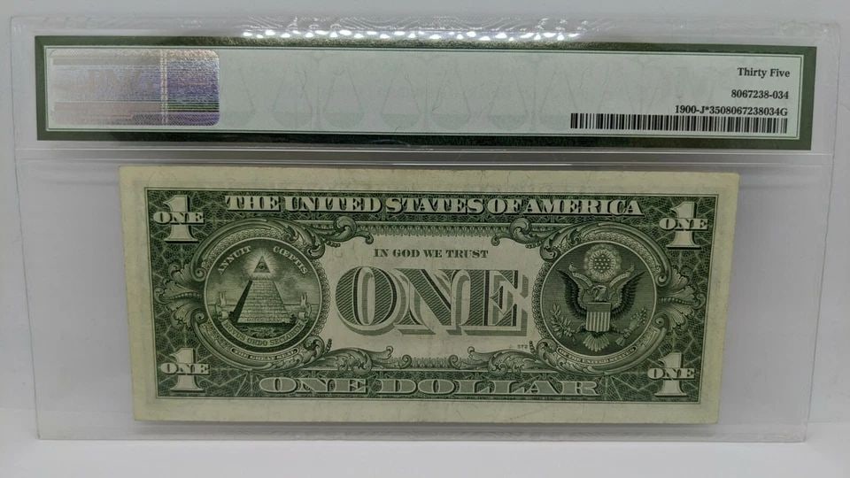 1963 $1 FEDERAL RESERVE NOTE KANSAS CITY PMG 35 - STAR NOTE: 1963 $1 FEDERAL RESERVE NOTE KANSAS CITY PMG 35 - STAR NOTE 1963 $1 Federal Reserve Note Kansas City Note # 1900-J Serial # J08415625 PMG Grade - VF 35 Choice Very Fine PMG Cert # 8067238-034 Signatur