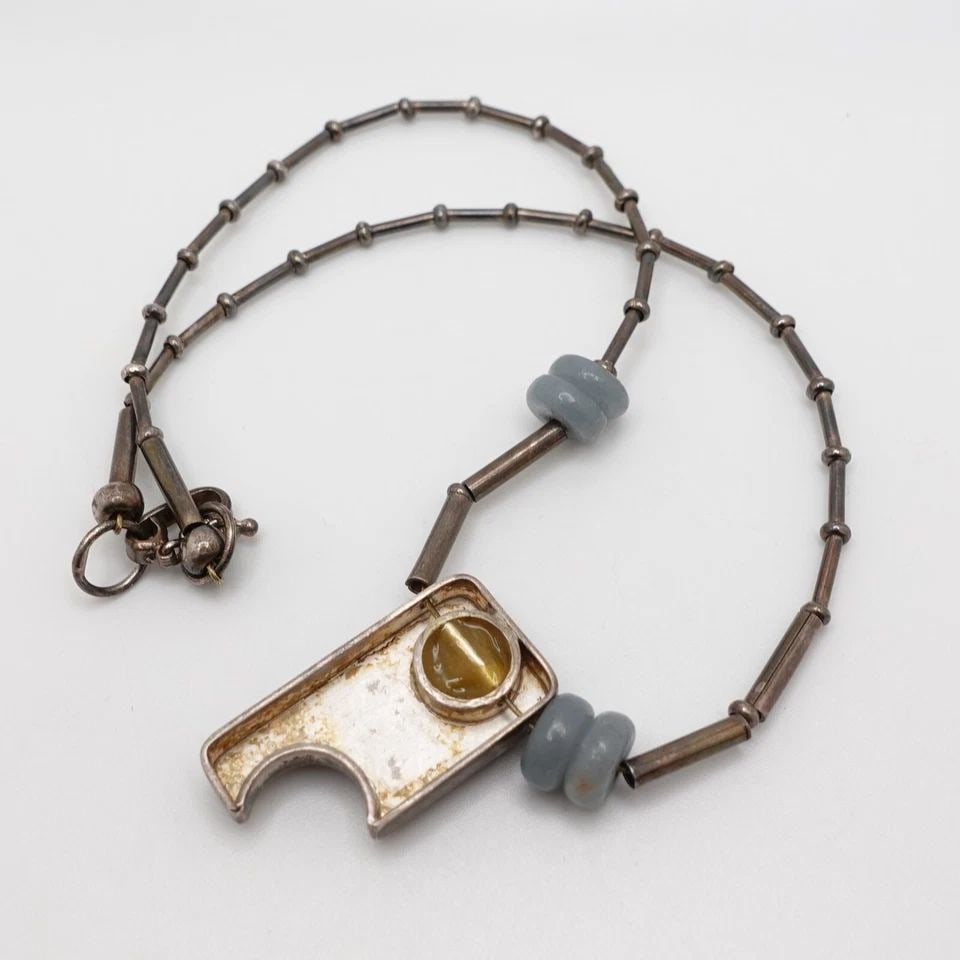 OP SILVER 950 BLUE GEMSTONE PENDANT BEADED CHAIN NECKLACE - 16.5": OP SILVER 950 BLUE GEMSTONE PENDANT BEADED CHAIN NECKLACE - 16.5" OP Silver 950 Blue Gemstone Pendant Beaded Chain Necklace Length - 16.5" Pendant Height - 1.25" Pendant Length - 0.75 " Pendant Depth 