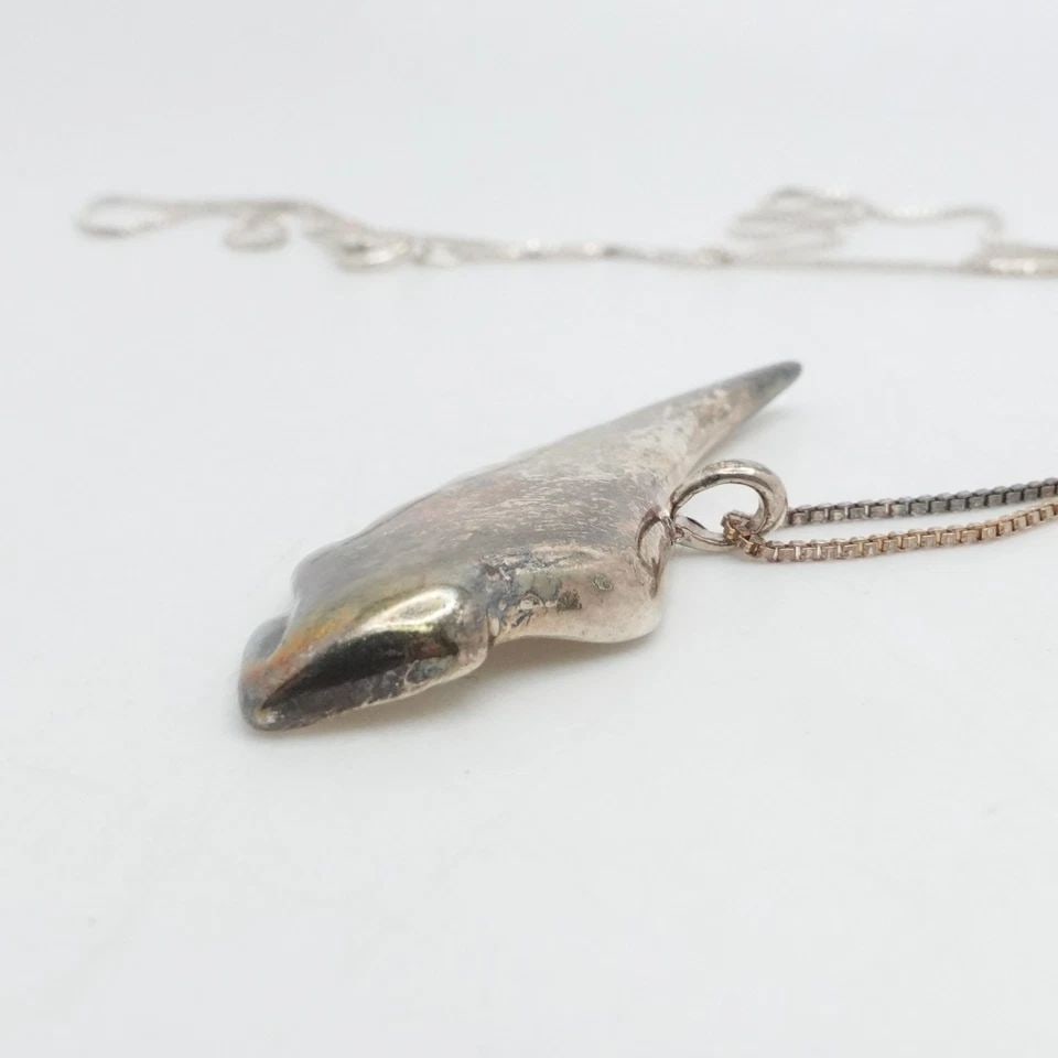 STERLING SILVER ANGEL WING PENDANT BOX CHAIN NECKLACE 20" LONG (1 of 2)