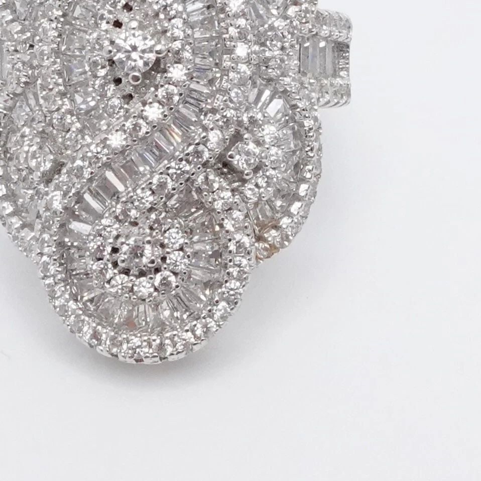 FZN STERLING SILVER CLEAR CZ CUBIC ZIRCONIA COCKTAIL RING SIZE 7.25 (1 of 2)