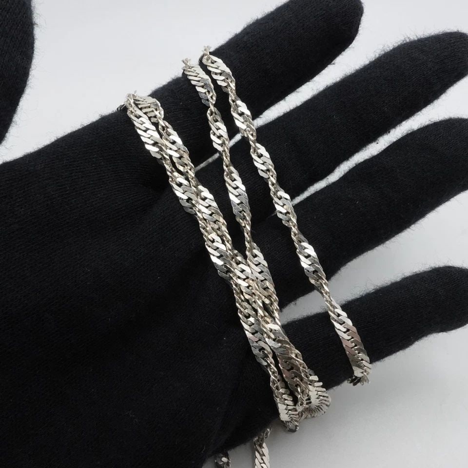 STERLING SILVER 4MM FLAT CHAIN TWIST NECKLACE 38" LONG (1 of 2)
