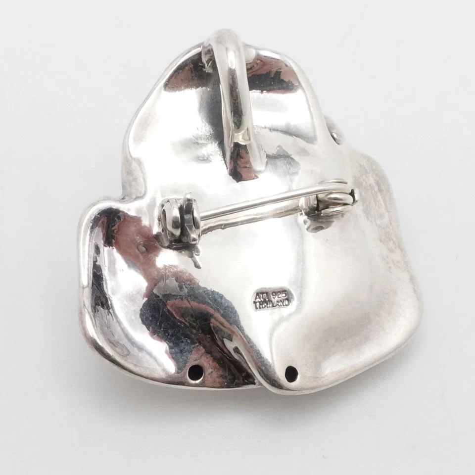 ATI STERLING SILVER 3D PUFFY ROSE FLOWER PENDANT 1.25": ATI STERLING SILVER 3D PUFFY ROSE FLOWER PENDANT 1.25" Signed ATI Sterling Silver 3D Puffy Rose Flower Brooch Pin Pendant Height - 1.25" Bail Height - 7mm Bail Width - 4.4mm Total Weight - 8.6 Grams V