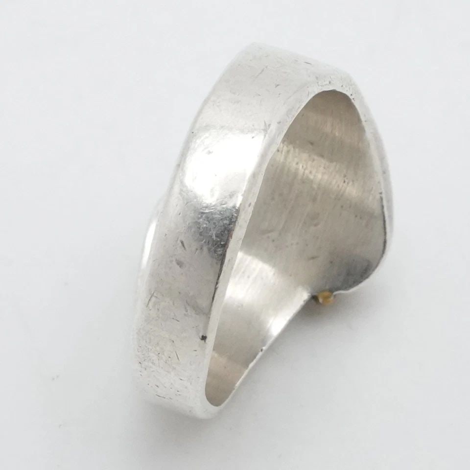 TAXCO STERLING SILVER GOLD PLATED TWIST ROPE ACCENT MODERNIST BAND RING SIZE 8.5: TAXCO STERLING SILVER GOLD PLATED TWIST ROPE ACCENT MODERNIST BAND RING SIZE 8.5 Sterling Silver Yellow Gold Plated Two Tone Twist Rope Accent Modernist Band Ring Size - 8.5 Band Width - 4mm Height - 