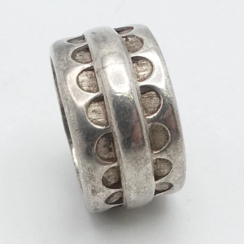 STERLING SILVER HALF MOON WIDE BAND RING SIZE 6 (1 of 1)