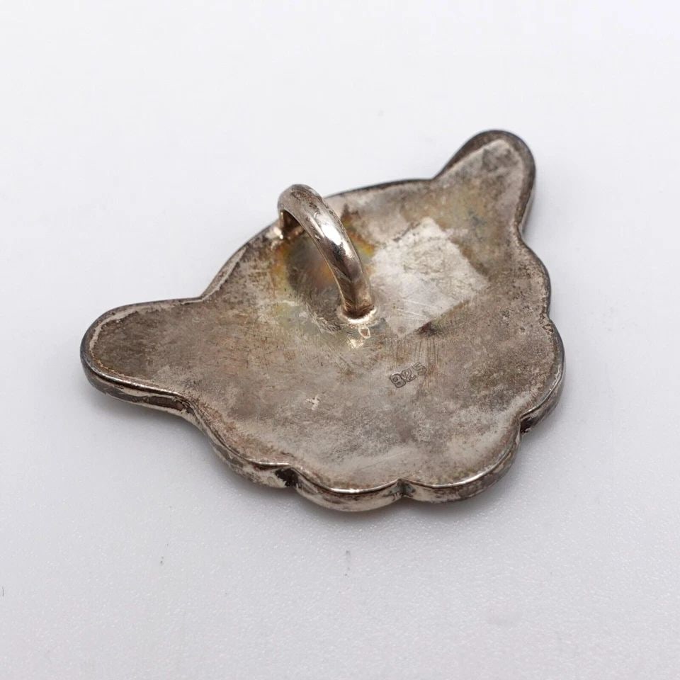STERLING SILVER 925 BROWN MULTI GEMSTONE INLAY PANTHER CAT SMALL PENDANT 1": STERLING SILVER 925 BROWN MULTI GEMSTONE INLAY PANTHER CAT SMALL PENDANT 1" Sterling Silver 925 Multi Gemstone Inlay Panther Cat Small Pendant Height - 1" Length - 1.5" Bail Height - 7mm Total Weight 
