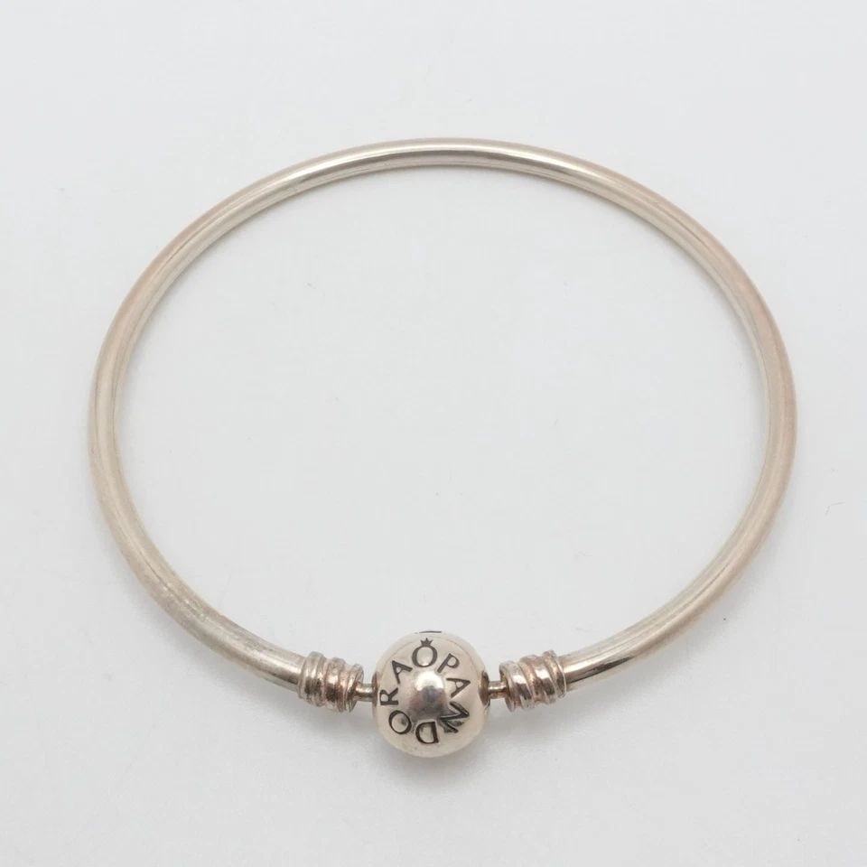 PANDORA MOMENTS STERLING SILVER BANGLE BRACELET 7.5" WITH BOX (1 of 1)