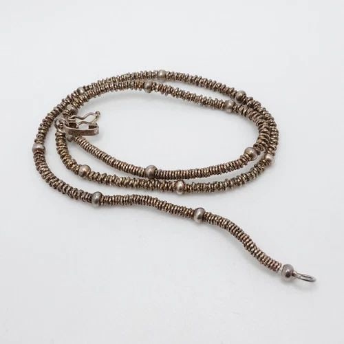 SILVER 950 CLASP TWIST & ROUND BEADED CORD NECKLACE - 16": SILVER 950 CLASP TWIST & ROUND BEADED CORD NECKLACE - 16" Silver 950 Clasp Twist & Round Beaded Clear Cord Necklace Length - 16" Chain Width - 3mm & 4mm Total Weight - 13 Grams