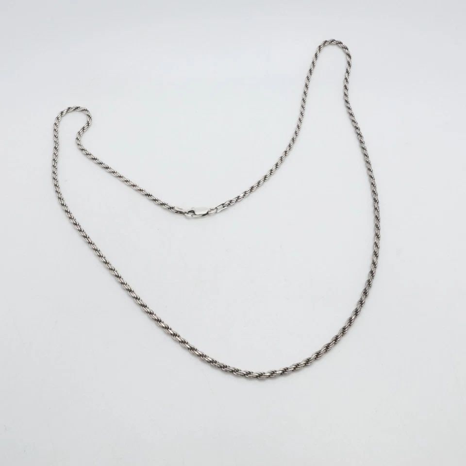 ITALY STERLING SILVER 2MM TWIST ROPE CHAIN NECKLACE 22" LONG (1 of 2)