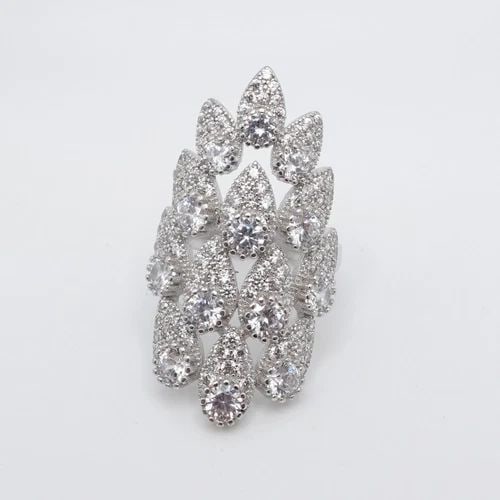 STERLING SILVER PAVE ROUND CLEAR CZ CUBIC ZIRCONIA RING SIZE 7 (1 of 1)