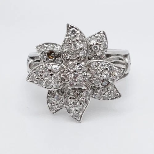 ATI STERLING SILVER PAVE CLEAR CZ CUBIC ZIRCONIA FLOWER RING SIZE 9.25 (1 of 1)