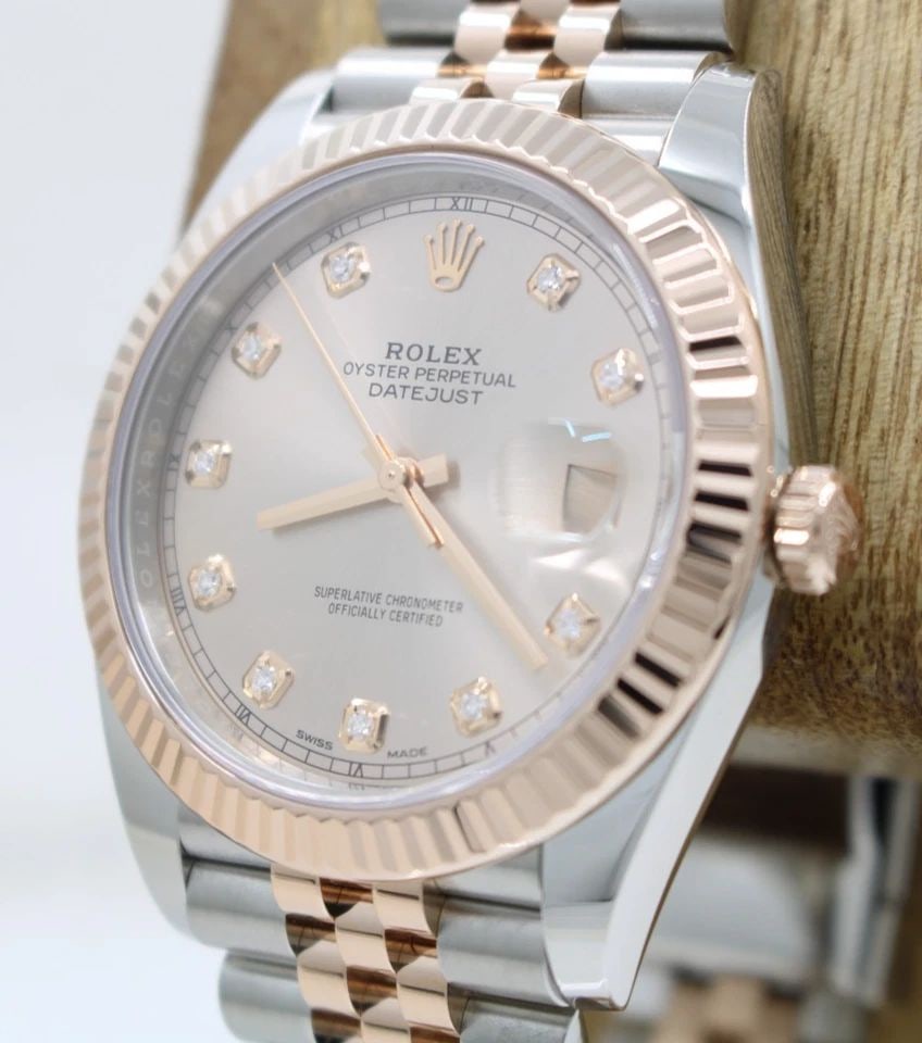 ROLEX DATEJUST 18K TWO TONE 41MM SUNDUST DIAMOND DIAL WATCH 126331 W/ BOX (1 of 2)