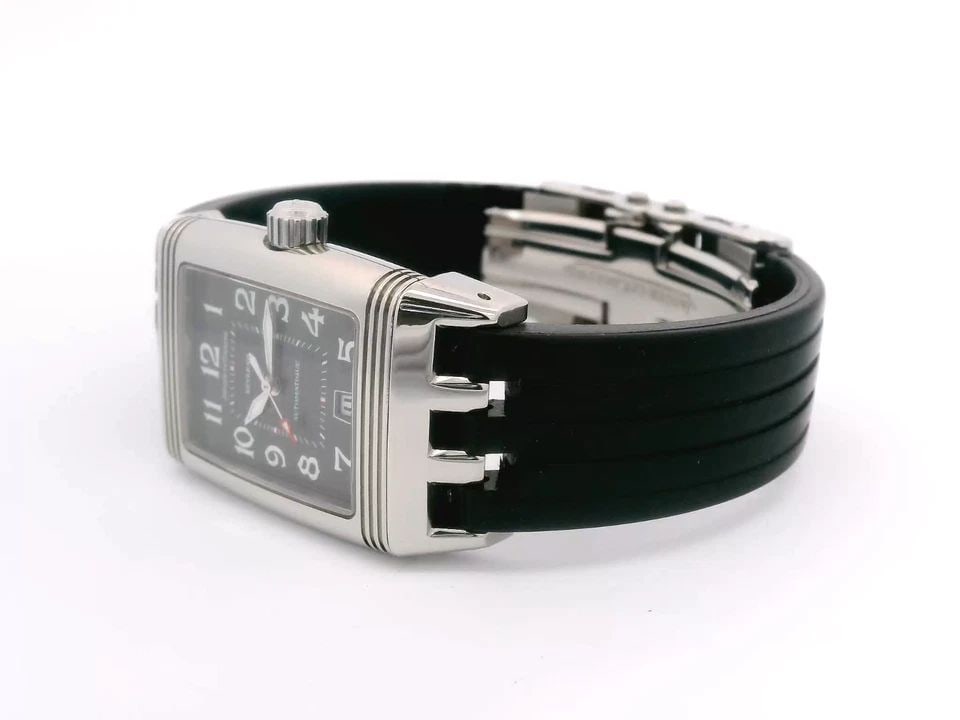 JAEGER LECOULTRE REVERSO GRAN SPORT GRAY RECTANGLE DIAL WATCH W/ BOX 290.8.60: JAEGER LECOULTRE REVERSO GRAN SPORT GRAY RECTANGLE DIAL WATCH W/ BOX 290.8.60 Description Jaeger-LeCoultre Reverso Rectangle Gray Date Dial Automatic Watch W/ Box 290.8.60 The watch has been used prev