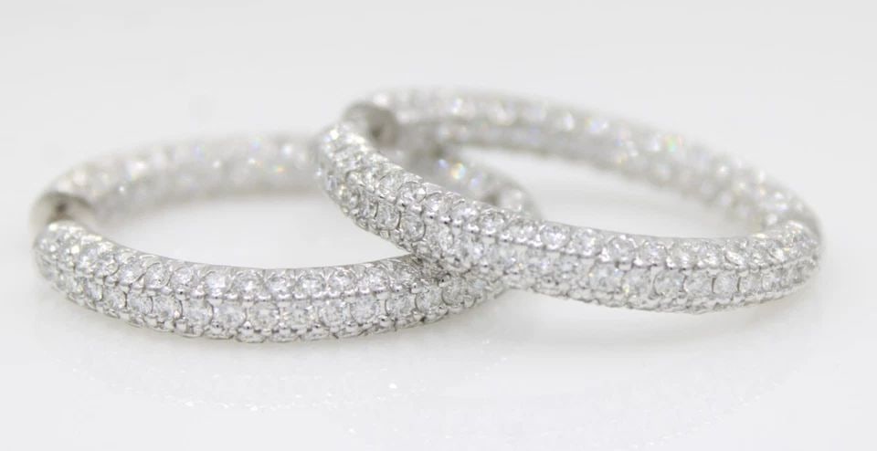 SONIA B. BITTON 18K WHITE GOLD 5.5 TCW NATURAL DIAMOND INSIDE OUT HOOP EARRINGS (1 of 2)