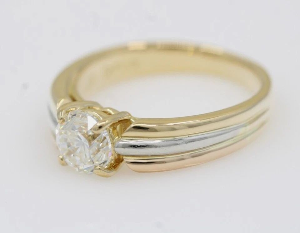 18K YELLOW GOLD / 900 PLATINUM 1.01 CT VS2 NATURAL DIAMOND RING SIZE 6 - 6.4 G (1 of 2)