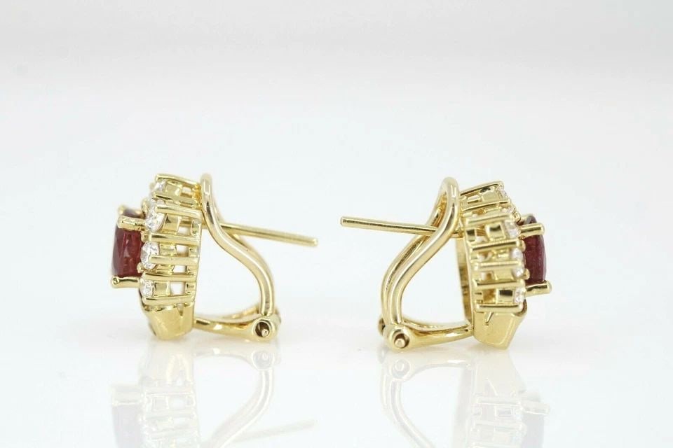 ESTATE 18K YELLOW GOLD GIA CERTIFIED 3.25 TCW NATURAL RUBY & DIAMOND EARRINGS (1 of 2)