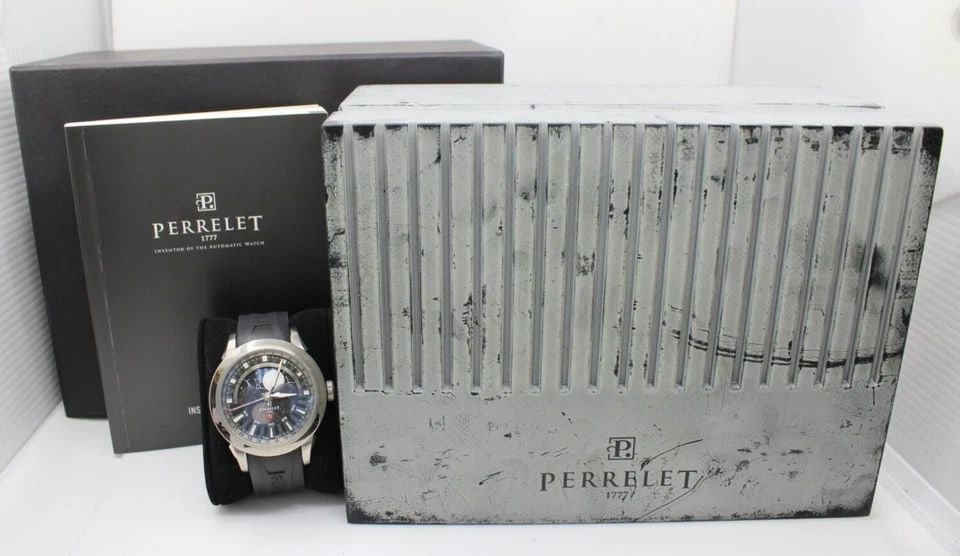 PERRELET FULL MOON PHASE 44 MM DATE DIAL TITANIUM WATCH W/ BOX & PAPERS A5000/2 (1 of 2)