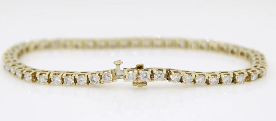 14K YELLOW GOLD 4 TCW NATURAL DIAMOND TENNIS BRACELET 7" - 11.5 GRAMS (1 of 2)