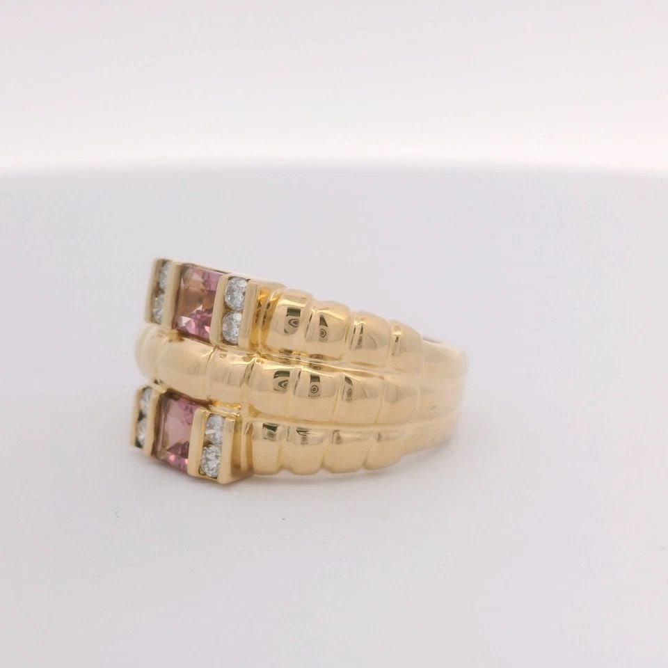 LEVIAN 18K YELLOW GOLD PINK TOURMALINE & DIAMOND RING SIZE 6 (1 of 2)