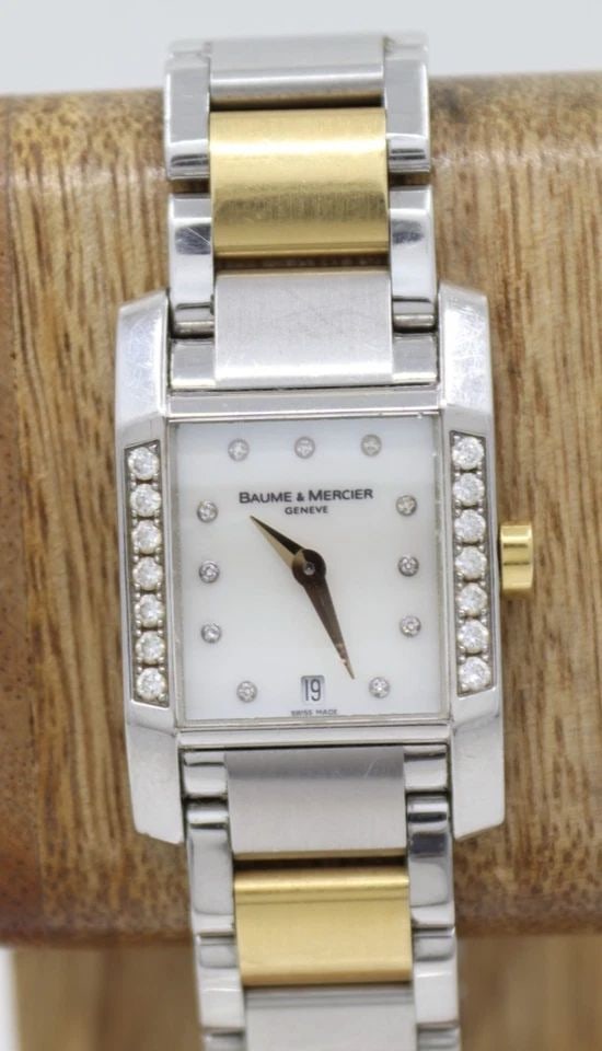 BAUME & MERCIER DIAMANT 33MM X 22MM MOP DIAL DIAMOND BEZEL & DIAL WATCH 8599 (1 of 2)