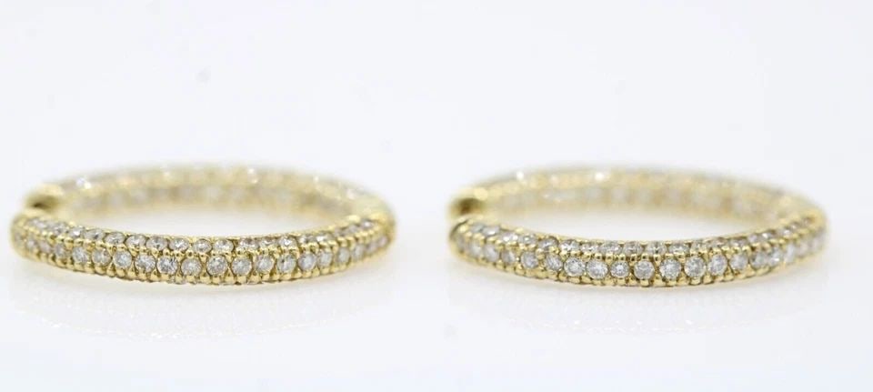 SONIA B. BITTON GALERIE DE BIJOUX® 14K GOLD 1 TCW NATURAL DIAMOND HOOP EARRINGS (1 of 2)