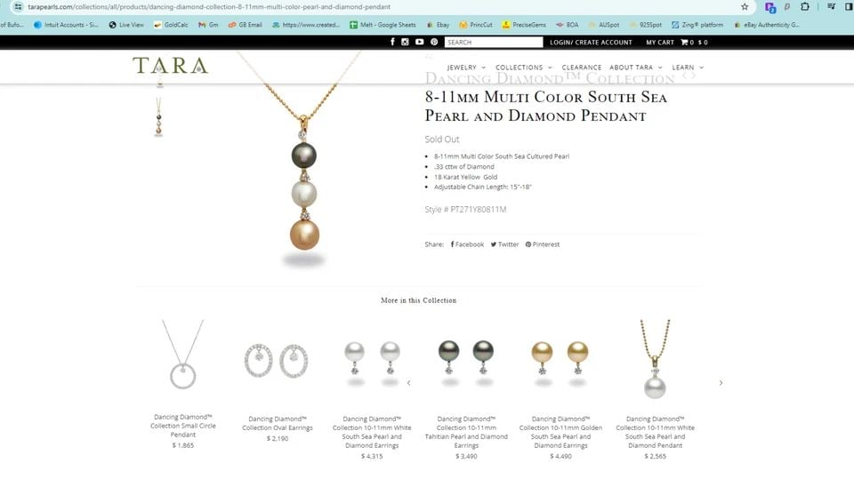 18K YELLOW GOLD TARA DANCING DIAMOND 8-11MM MULTICOLOR SOUTH SEA PEARL PENDANT (1 of 2)