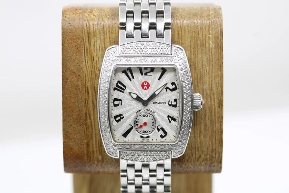 MICHELLE MINI URBAN 0.65 TCW DIAMOND WHITE RECTANGLE DIAL WATCH MW02A01A2001 (1 of 2)