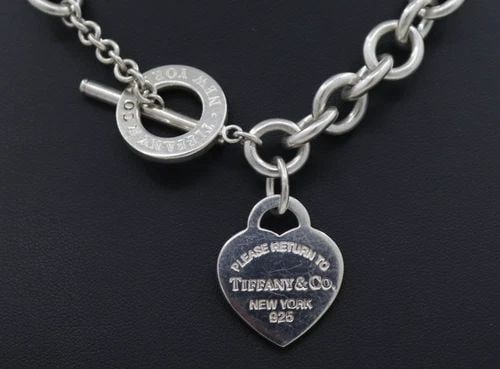 TIFFANY & CO. STERLING SILVER RETURN TO TIFFANY HEART TAG TOGGLE NECKLACE 16" (1 of 1)